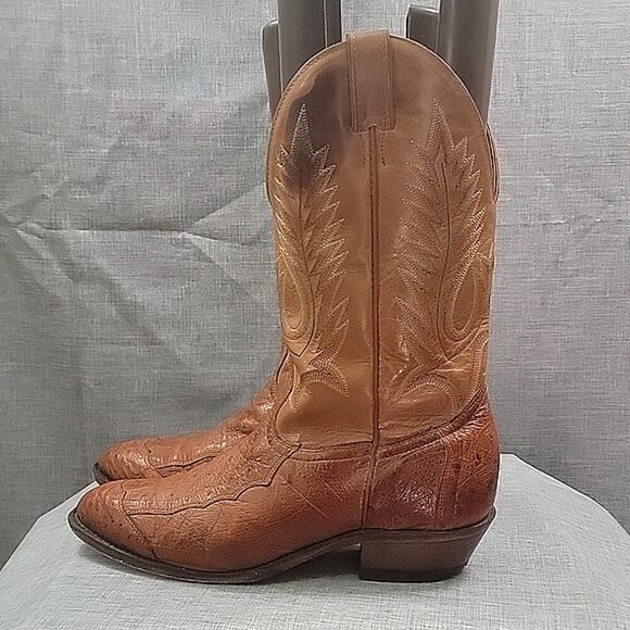 Boulet Western Boots Smooth Brandy Ostrich 1514 Brown / Tan Leather Men\'s 10E main image 5